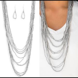 Gray layered sea bead necklace